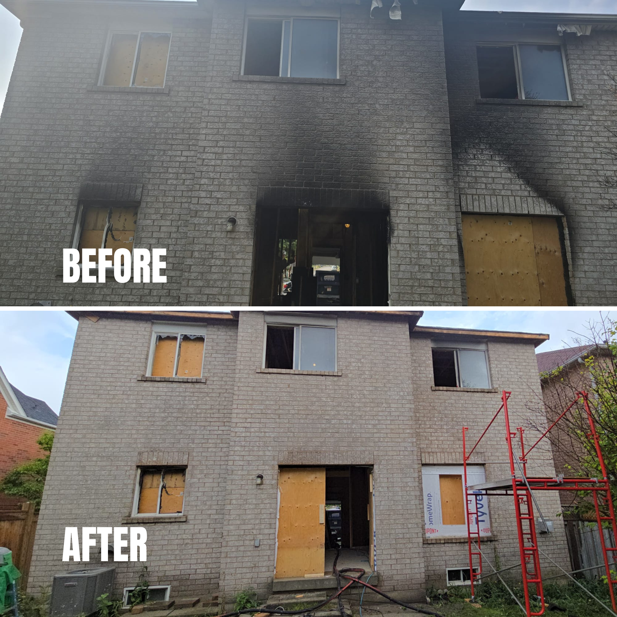 Fire damaged brick cleaning project