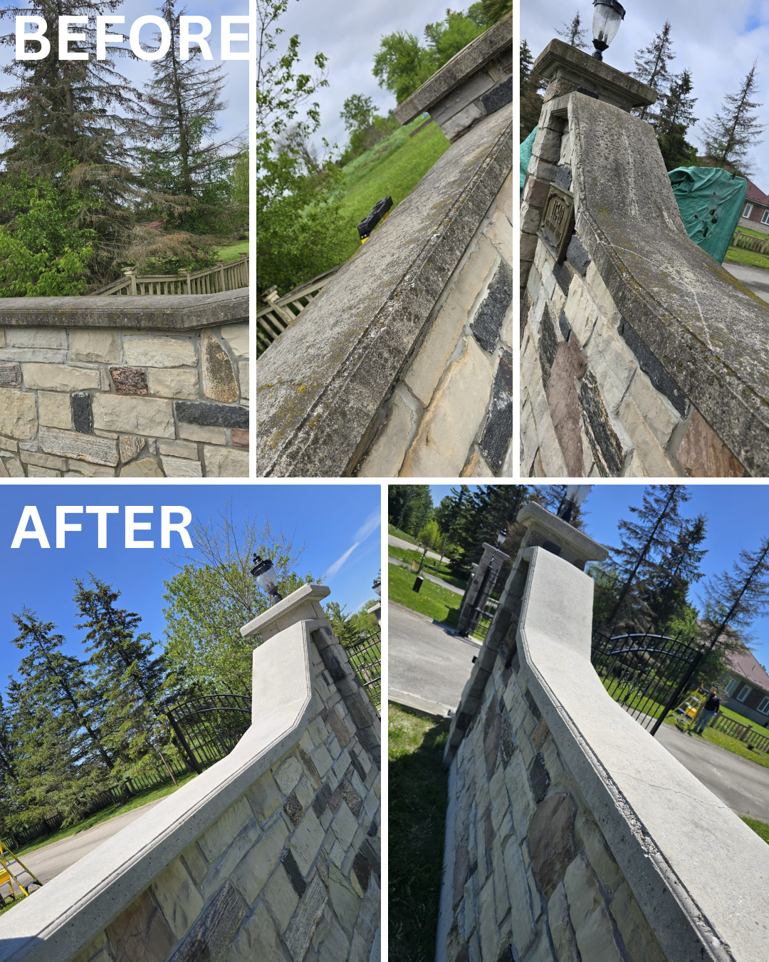 Retaining wall sandblasting and surface restoration project