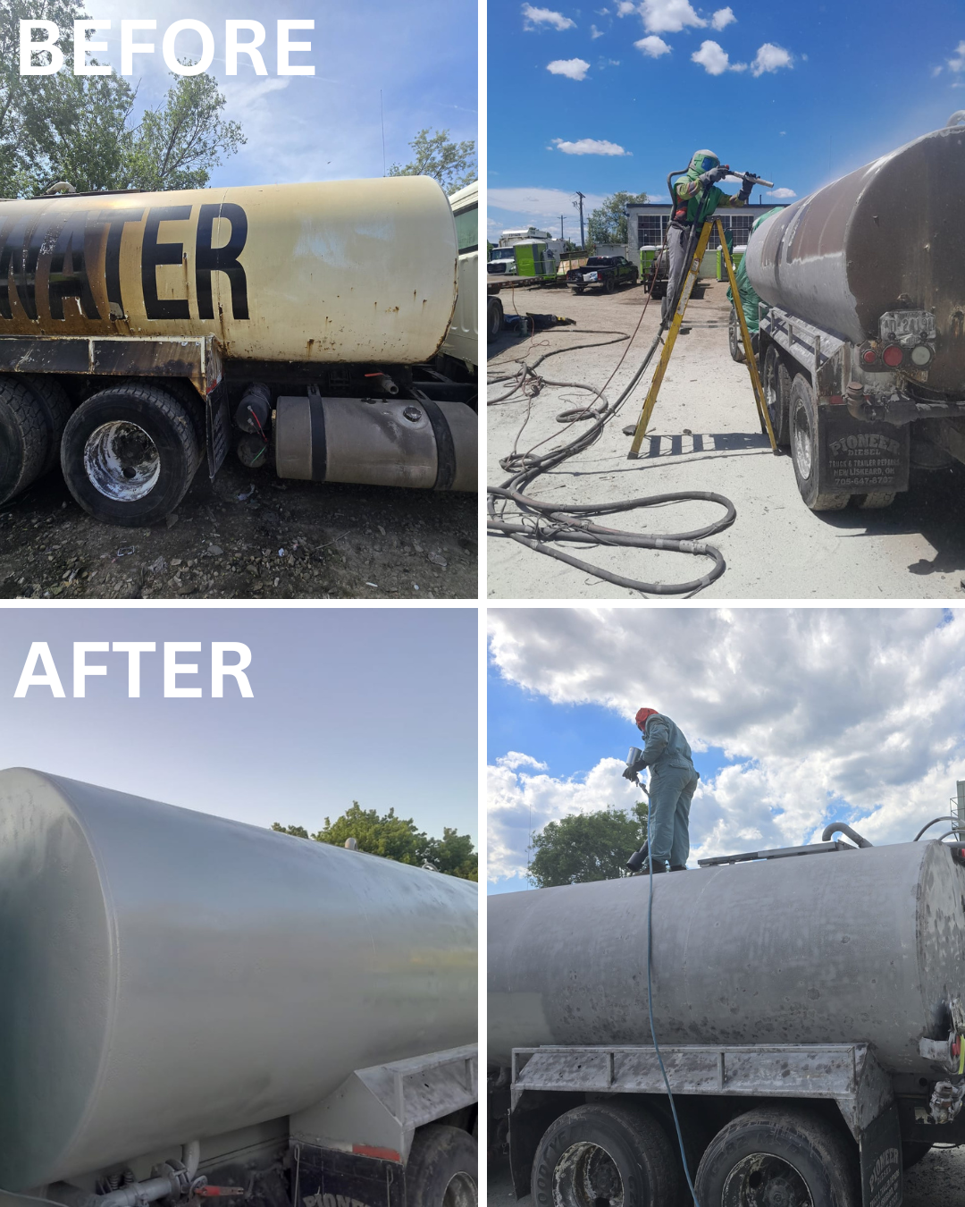 Commercial tank trailer sandblasting and coating project